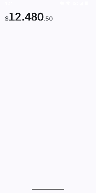 Amount on Pixel (Android emulator)