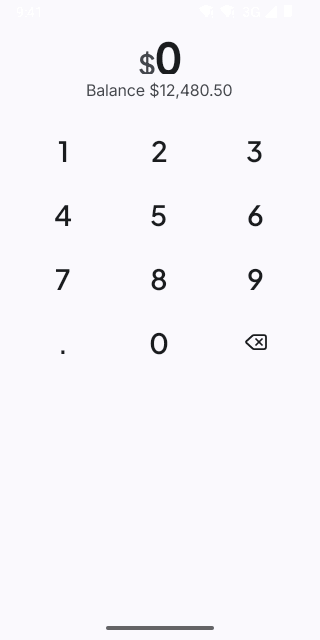 Expressive Money Input on Pixel (Android emulator)