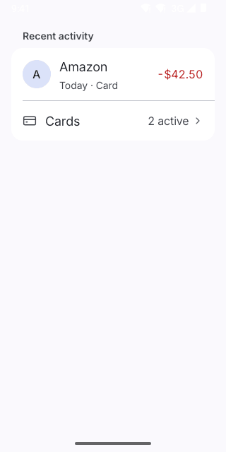 List Section on Pixel (Android emulator)