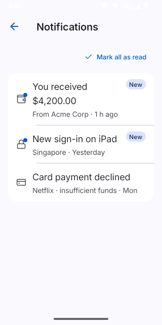 NotificationItem on Pixel (Android emulator)