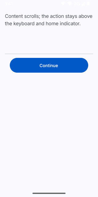 Sticky Footer on Pixel (Android emulator)