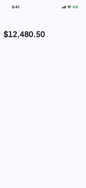 Amount on iPhone (iOS simulator)