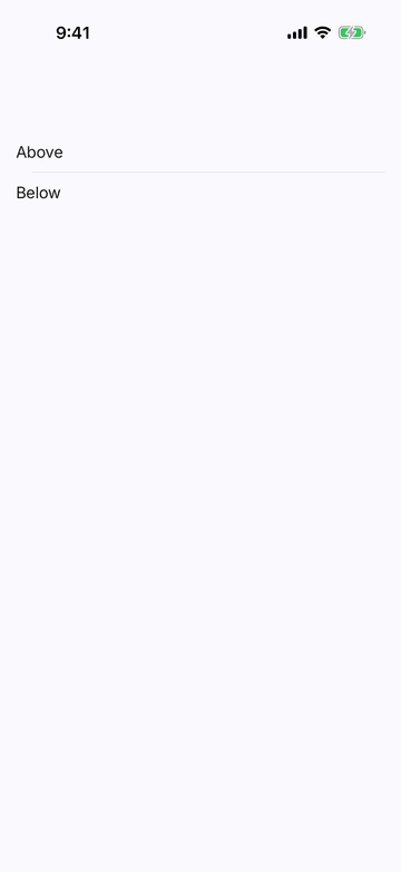 Separator on iPhone (iOS simulator)