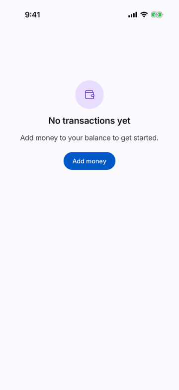 Empty State on iPhone (iOS simulator)