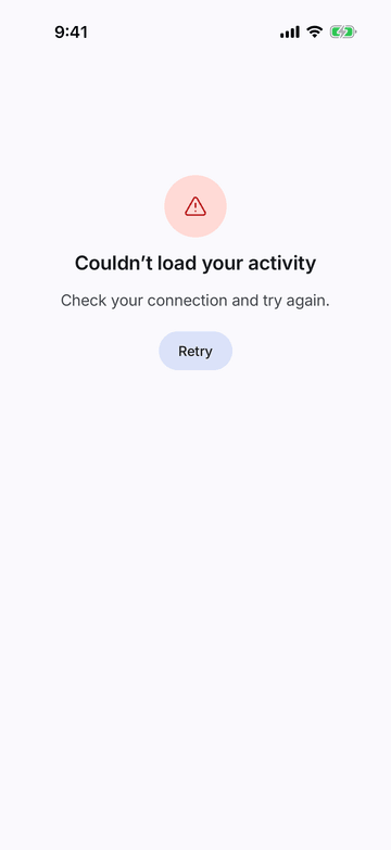 Error State on iPhone (iOS simulator)