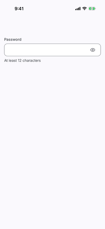 Password Input on iPhone (iOS simulator)
