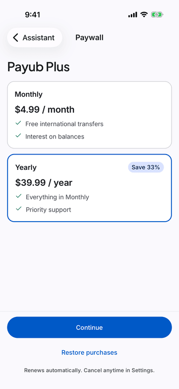 PlanCard on iPhone (iOS simulator)