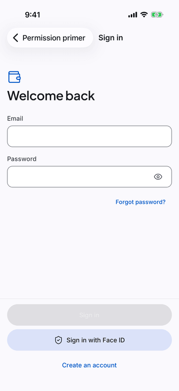 AuthCard on iPhone (iOS simulator)