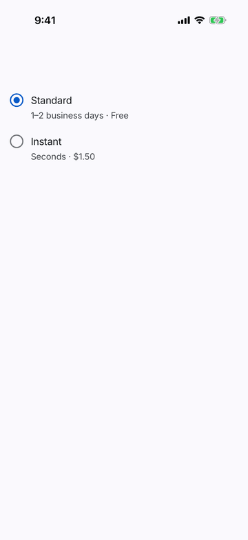 Radio Group on iPhone (iOS simulator)
